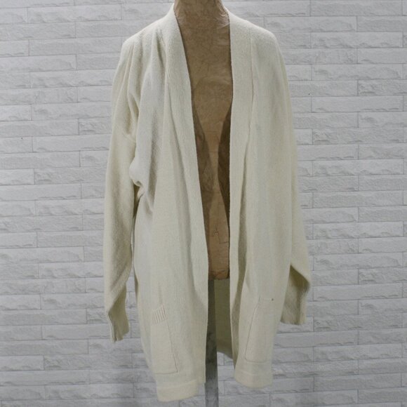 MAGGIE BARNES Cardigan Open Front Sweater Longline Duster Cream Plus Size 3X - Picture 1 of 11